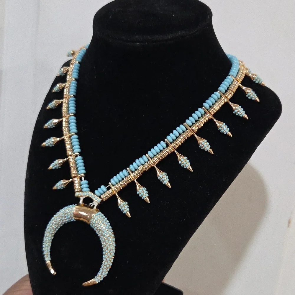 💙▪️ATTERRI ▪️Chic Turquoise Crescent 23in Necklace